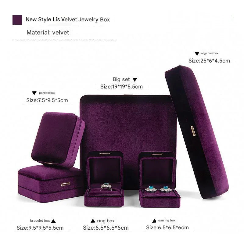 Rounded Edge Velvet Jewelry Box with Multi Compartments