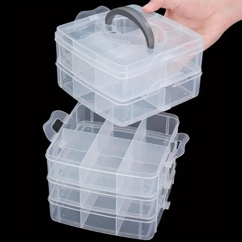 Three Layer Transparent Jewelry Storage Box Stackable