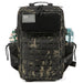 45L Molle Tactical Backpack with Water Bottle Pockets - Black Camo V2
