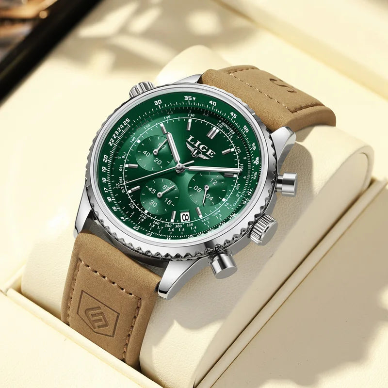 Chronograph Wristwatch with Date Display Subdials - Green