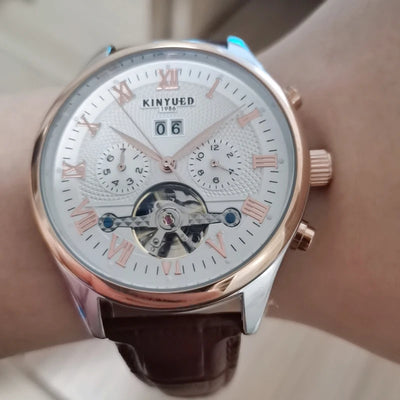 Tourbillon Skeleton Watch Roman Numerals Calendar