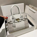 Crocodile Pattern City Satchel with Refined Structure - White