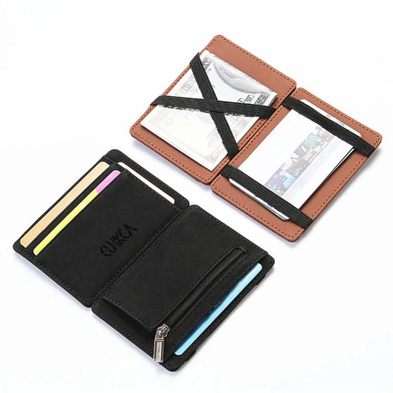 Compact PU Leather Wallet with Zip Coin Pocket