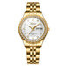Diamond Bezel Quartz Wristwatch with Day Date - Women GD/WH