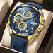 Wristwatch with LED Display and Multiple Time Zone - Gold Blue