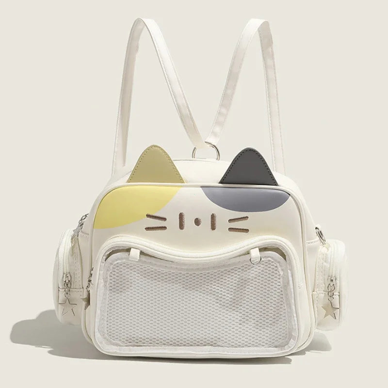 Cat Ear Backpack with Clear Front Pocket for Everyday