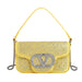 Parisian Bejeweled Crossbody Bag with Emblem Clasp - Yellow