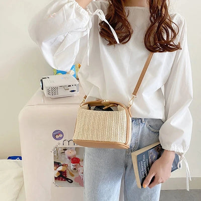 Woven Bucket Crossbody Bag for Seaside Getaways Essence