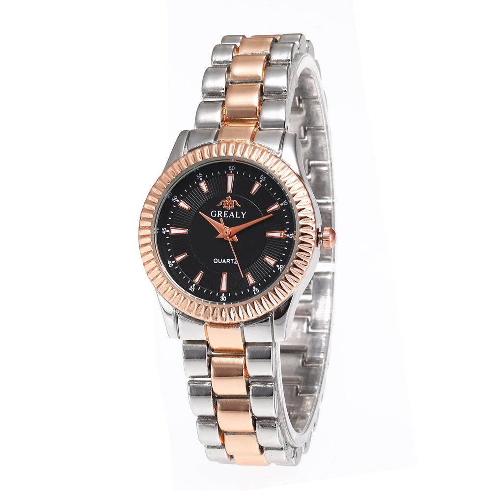 Classic Round Quartz Wristwatch Fluted Bezel Design
