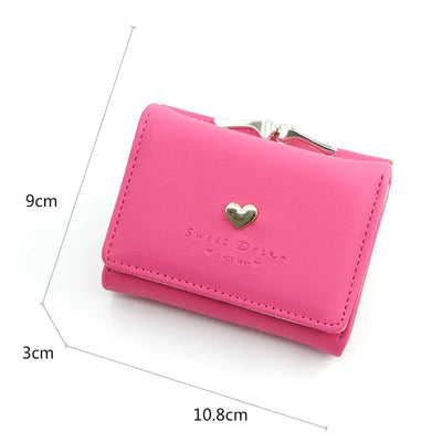 Compact Wallet with Heart Accent Coin Pocket for Cards - WO2MEN