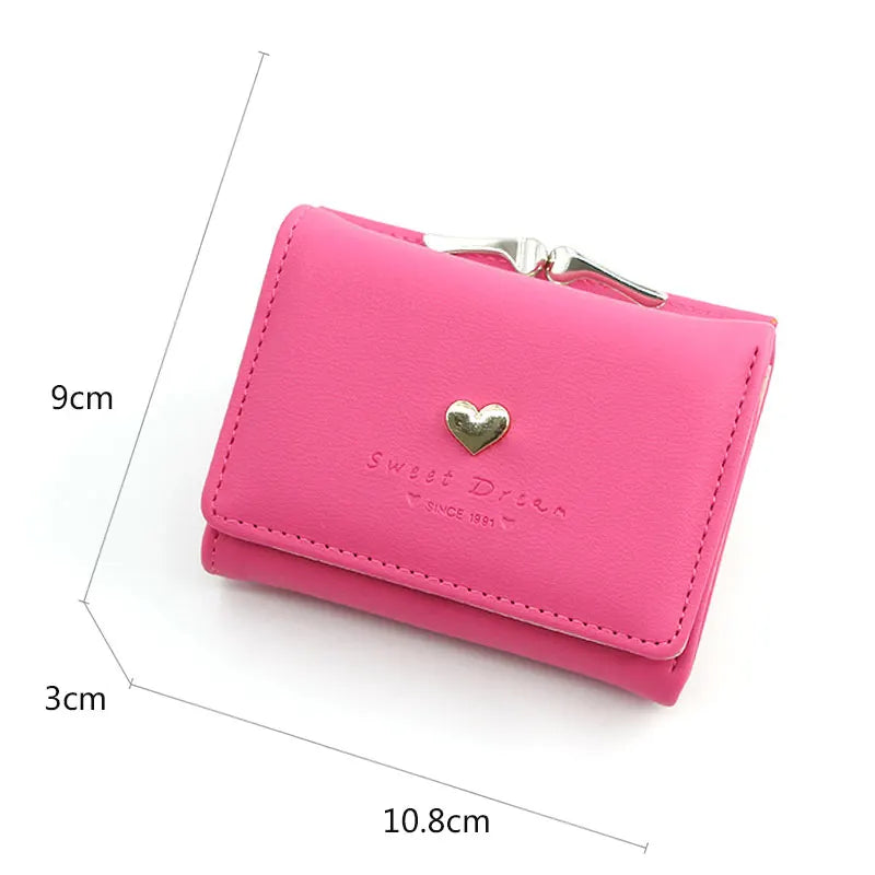 Petite Heart Clasp Wallet for Cards and Coins Elegance