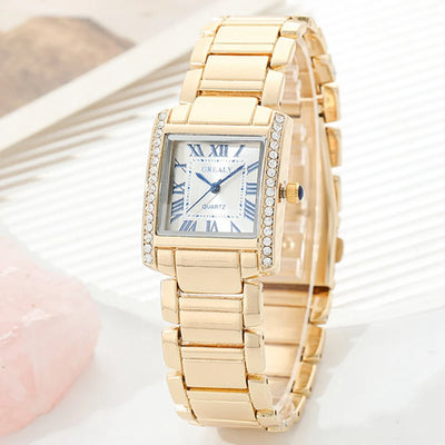 Watch with Roman Numeral Dial Crystal Accents