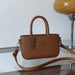 Minimal Square Crossbody Bag with Charm Accent Detail - Brown