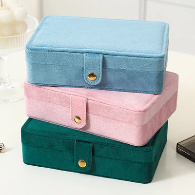 Elegant Velvet Jewelry Organizer Box Travel Use