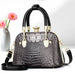 Crocodile Pattern Shoulder Bag with Gold Hardware - Photo Colour