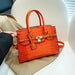 Crocodile Pattern City Satchel with Refined Structure - Orange