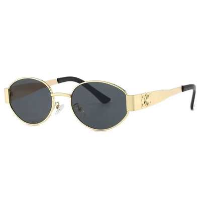 Oval Gold Frame Sunglasses with Luxe Minimalism Edition - WO2MEN