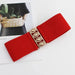 Elastic Waist Belt with Decorative Buckle Ornament - Red