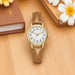 Quartz Watch with Simple Dial And Leather Strap - Brown