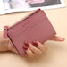 Wallet with Zipper Card Slots and Mini Money Clip Pouch - Pink