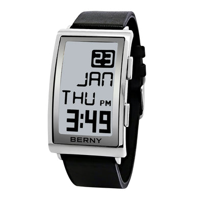 Digital Ink Wristwatch Leather Strap Rectangular Case