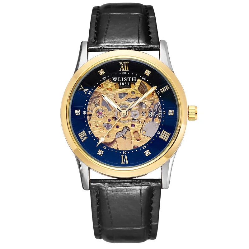 Skeleton Automatic Watch for Men Openwork Movement - Black Gold