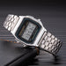 Digital Wristwatch Rectangular Face Bracelet Clasp - Silver