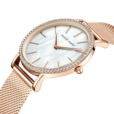 Elegant Watch with Numberless Dial And Mesh Bracelet