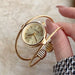 Watch Bracelet Cuff with Double Wire Ring Form Design - Gold Gold