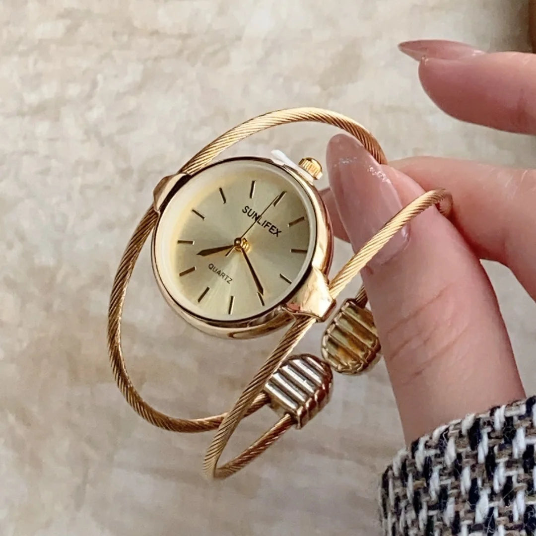 Watch Bracelet Cuff with Double Wire Ring Form Design - WO2MEN