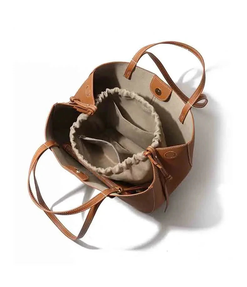 Bucket Bag with Top Handles and Spacious Interior