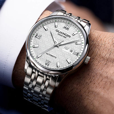 Automatic Mechanical Wristwatch with Calendar Display
