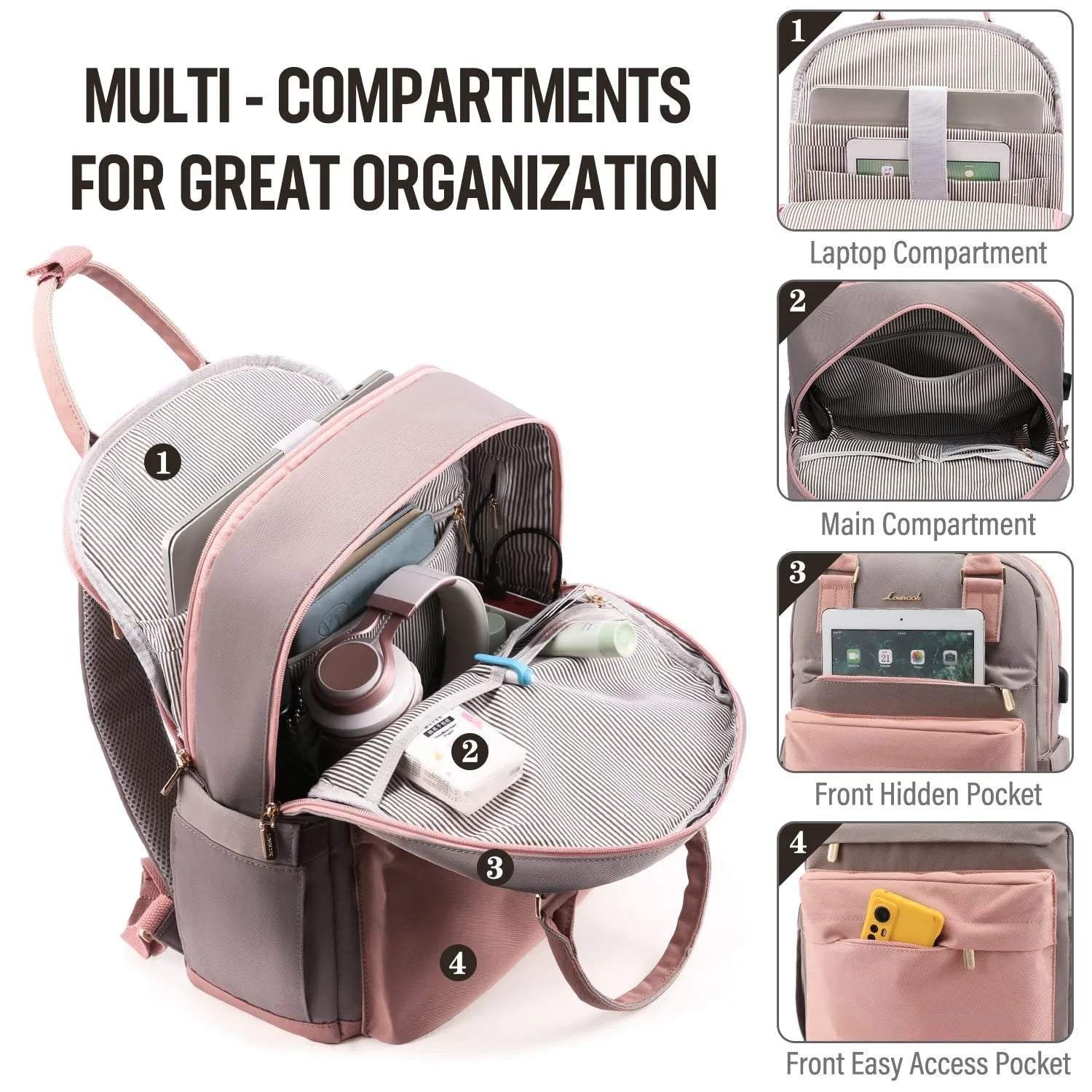Backpack with USB Port Large Capacity Laptop Bag