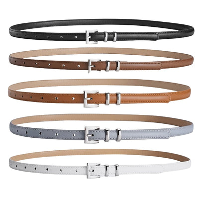 Simple Design Womens Thin Belt Silver Buckle Casual