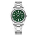 Elegant Quartz Wristwatch with Date and Steel Bracelet - Green
