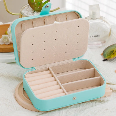 Portable Leather Jewelry Storage Box Travel Organizer