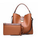 Large Capacity Handbag with Snake Print Strap - Brown