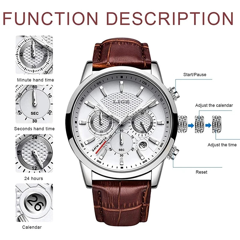 Chrono Cavalier Strap Wristwatch Premium With Subdials