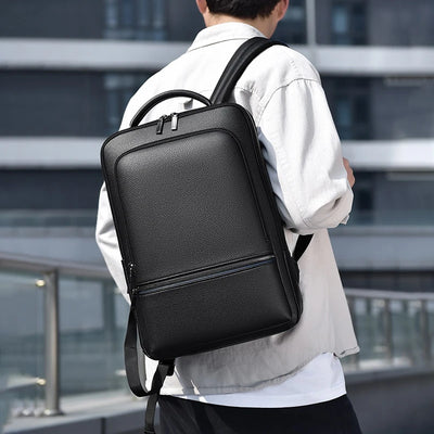 PU Leather Backpack with USB Charging Port for Travel