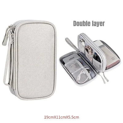 Compact Double Layer Travel Cable Organizer Case Elite