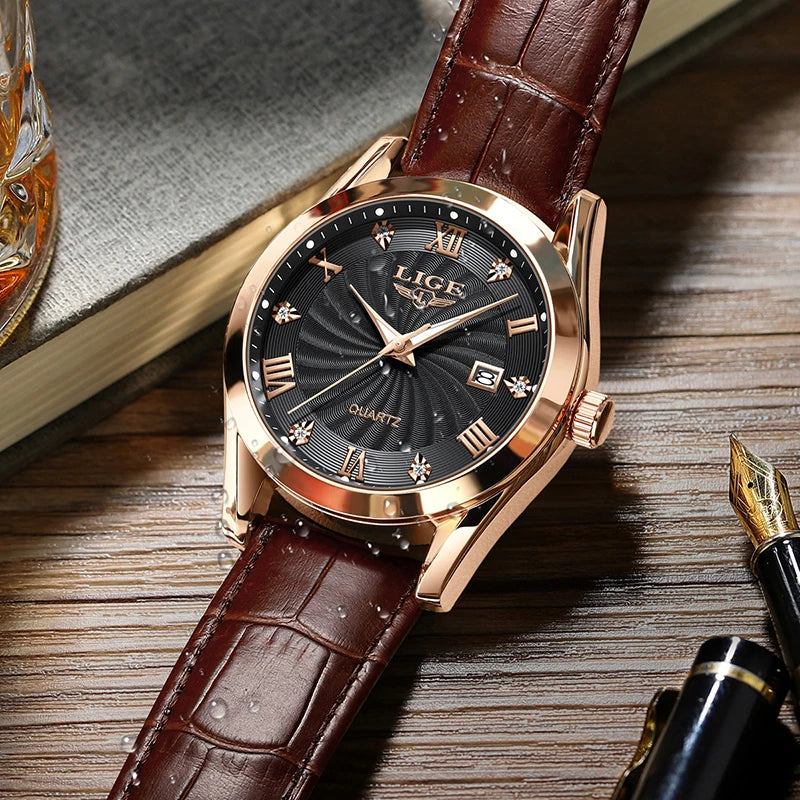 Quartz Movement Watch with Date Function Elegant Dial