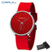 Minimalist Silicone Watch With Subdial And Subtle Shine - Red