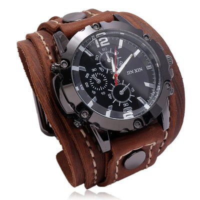 Mens Chronograph Leather Strap Watch with Multi Dial