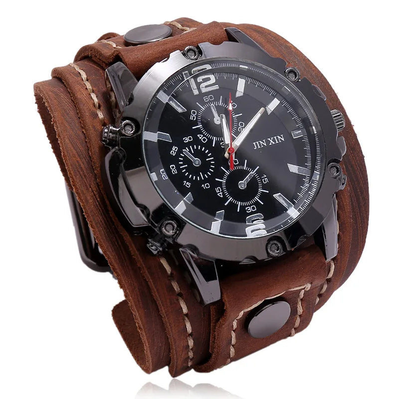 Mens Chronograph Leather Strap Watch with Multi Dial