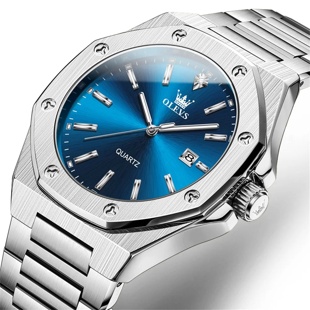 Stainless Steel Quartz Wristwatch with Date Display