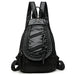 Backpack with Braided Front Pocket and Zipper Closure - Black