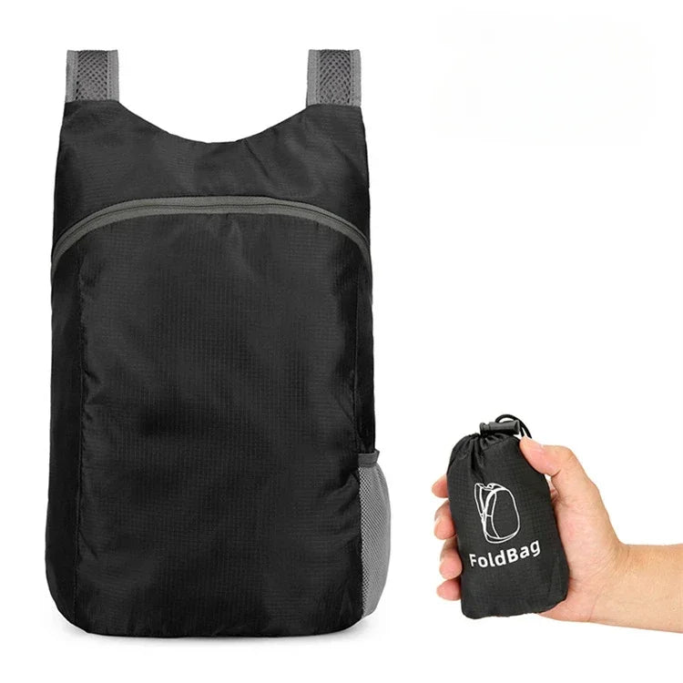 Hiking Backpack Foldable Water Repellent Lightweight - Black