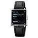 Square Digital Wristwatch with Leather Strap LED - Silver Black