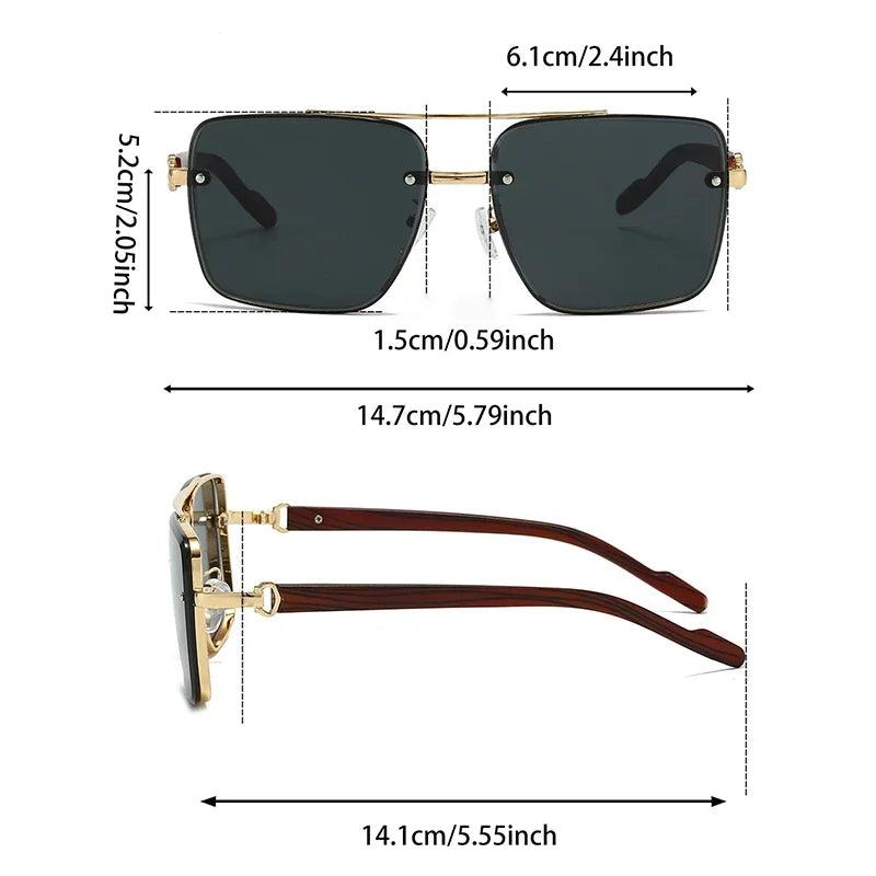 Sunglasses Retro Square Pilot Frame for Day Driving - WO2MEN