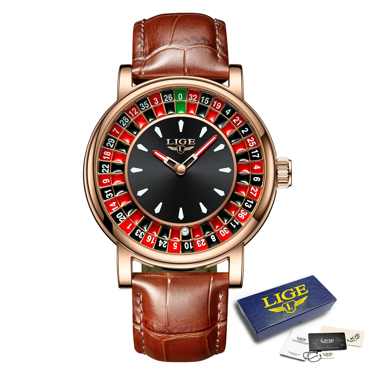 Wristwatch Roulette Dial Leather Strap